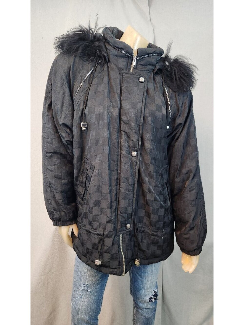 Vintage Braetan Outerwear Black Long Slv Front Zip Puffer Coat Jacket LARGE